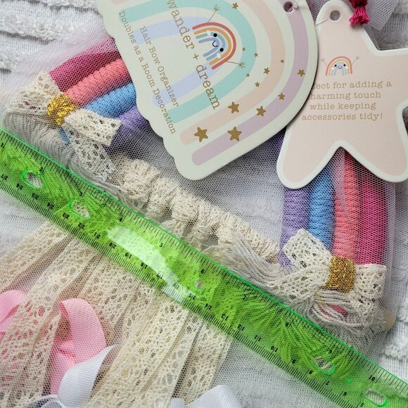 New Wander + Dream Macramé Rainbow Girls Hair Bow Holder Lace Ribbon Gift Set - Picture 5 of 7